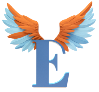 a Large capital letter E sprouting wings